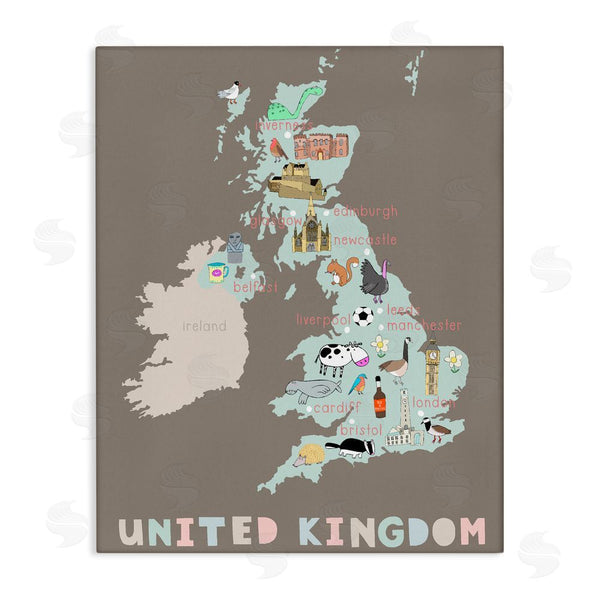 stupell industries Carla Daly | Kid's Map of United Kingdom Wall Art