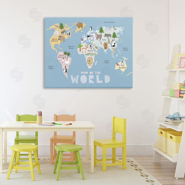Stupell Industries Carla Daly | Kid's Map Of World Blue Wall Art