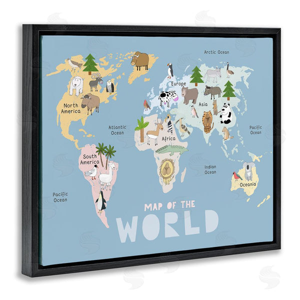 Stupell Industries Carla Daly | Kid's Map Of World Blue Wall Art