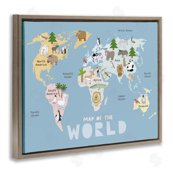 Stupell Industries Carla Daly | Kid's Map Of World Blue Wall Art