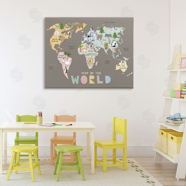 Stupell Industries Carla Daly | Kid's Map Of World Brown Wall Art