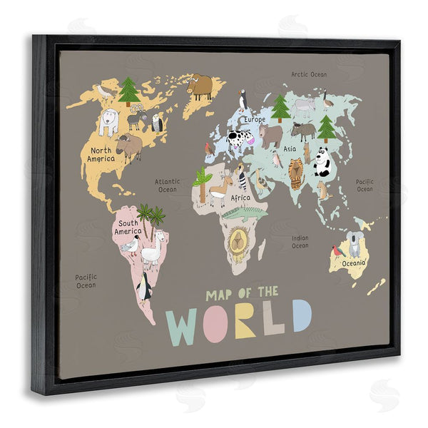 Stupell Industries Carla Daly | Kid's Map Of World Brown Wall Art