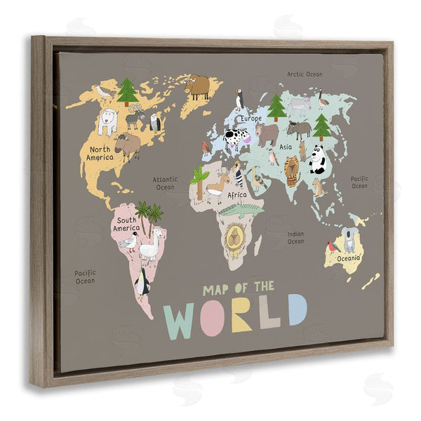 Stupell Industries Carla Daly | Kid's Map Of World Brown Wall Art