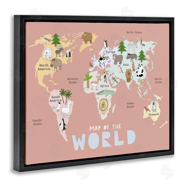 Stupell Industries Carla Daly | Kid's Map Of World Pink Wall Art