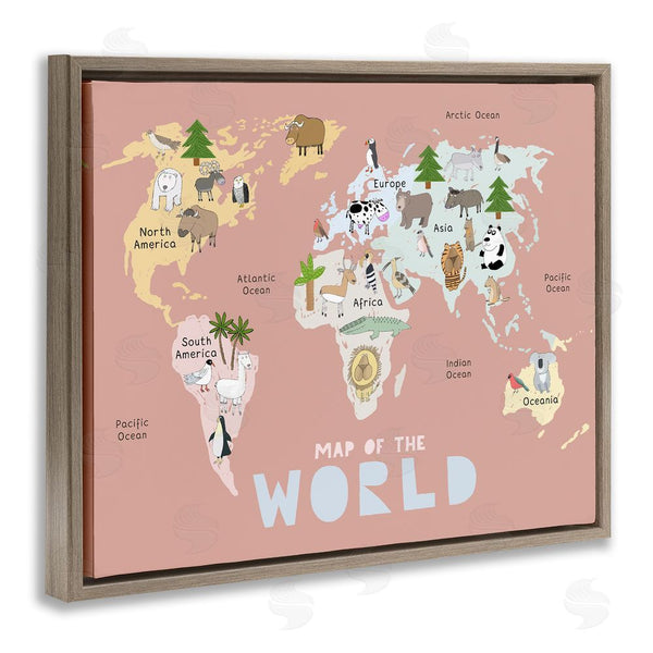 Stupell Industries Carla Daly | Kid's Map Of World Pink Wall Art