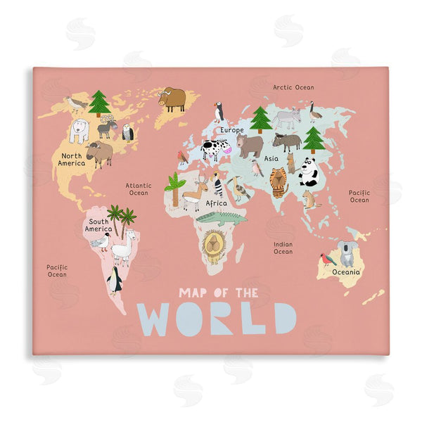 stupell industries Carla Daly | Kid's Map Of World Pink Wall Art