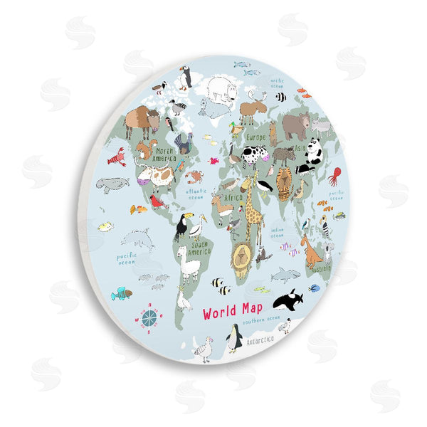 stupell industries Carla Daly | Kid's World Map in Grey Wall Art