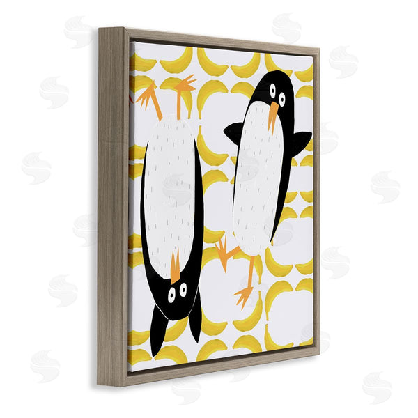 Stupell Industries Carla Daly | Kids' Arctic Penguin Pair Yellow Banana Pattern Wall Art