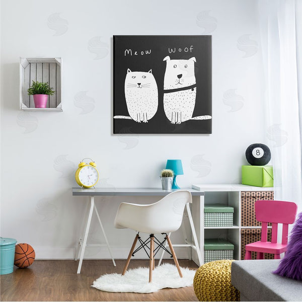 Stupell Industries Carla Daly | Kids' Cat And Dog Pet Pair Meow Woof Wall Art