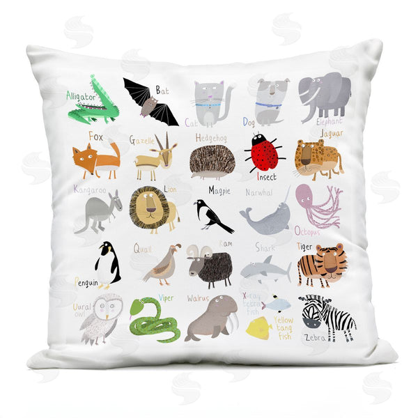 Stupell Industries Carla Daly | Kids Educational Animal Alphabet Printed Throw Pillow
