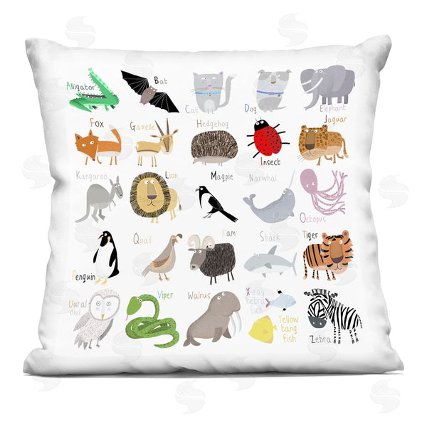 stupell industries Carla Daly | Kids Educational Animal Alphabet Printed Throw Pillow