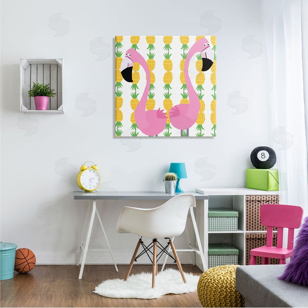Stupell Industries Carla Daly | Kids' Pink Flamingo Pair Pineapple Stripe Pattern Wall Art