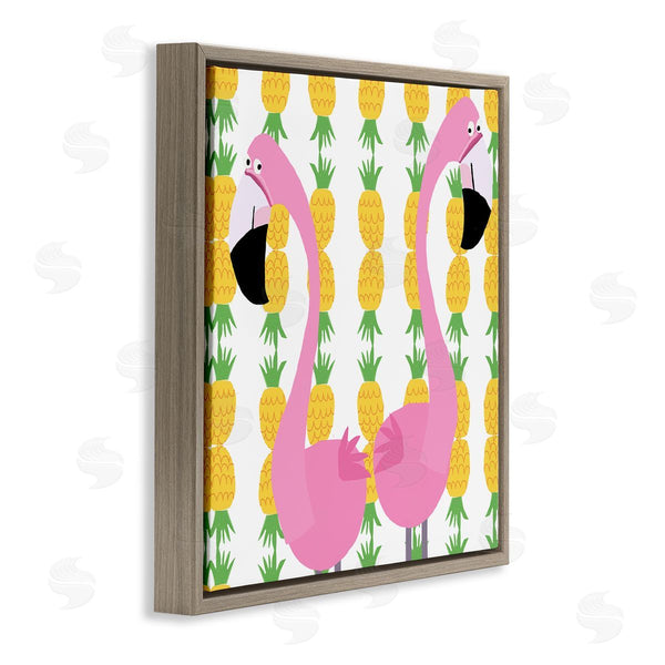 Stupell Industries Carla Daly | Kids' Pink Flamingo Pair Pineapple Stripe Pattern Wall Art