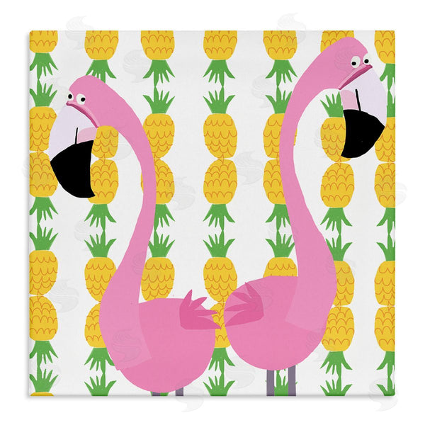 stupell industries Carla Daly | Kids' Pink Flamingo Pair Pineapple Stripe Pattern Wall Art