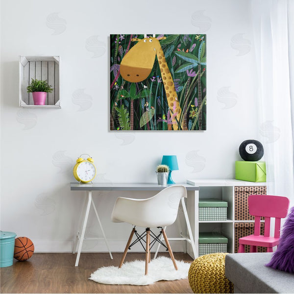 Stupell Industries Carla Daly | Kids' Polka Dot Giraffe Jungle Safari Brush Wall Art