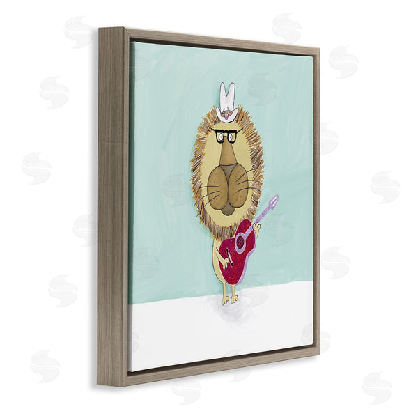 Stupell Industries Carla Daly | Lion With Cowboy Hat Playing Red Guitar Wall Art