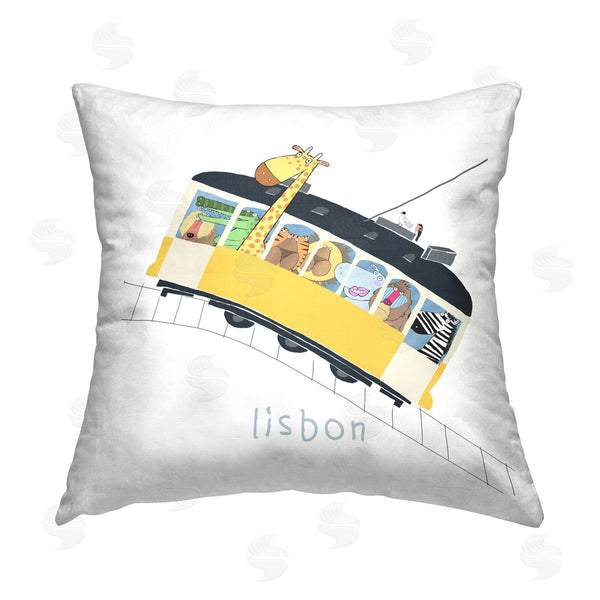 stupell industries Carla Daly | Lisbon Wildlife Bus Fun Animals Printed Throw Pillow