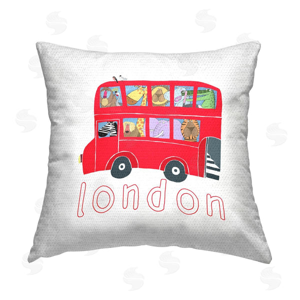 Stupell Industries Carla Daly | London Zoo Animals Bus Printed Throw Pillow