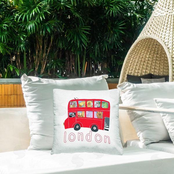 Stupell Industries Carla Daly | London Zoo Animals Bus Printed Throw Pillow