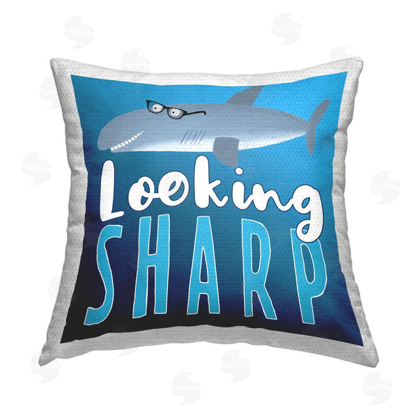 Stupell Industries Carla Daly | Looking Sharp Marine Shark Printed Throw Pillow