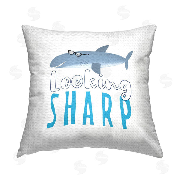 Stupell Industries Carla Daly | Looking Sharp Shark Phrase Printed Throw Pillow