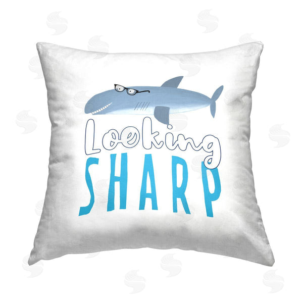 stupell industries Carla Daly | Looking Sharp Shark Phrase Printed Throw Pillow