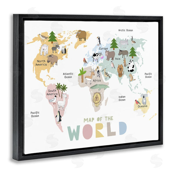 Stupell Industries Carla Daly | Map Of World Pastel Animals Wall Art