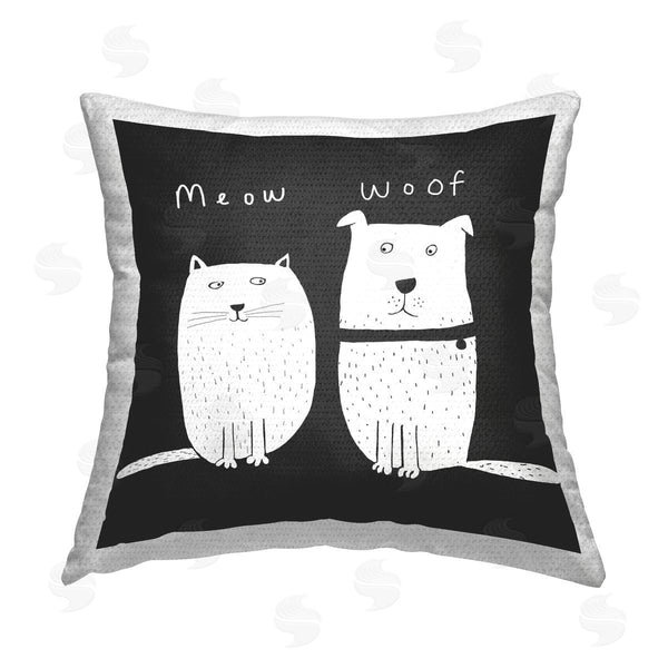 Stupell Industries Carla Daly | Meow Woof Whimsical Cat & Dog Printed Throw Pillow