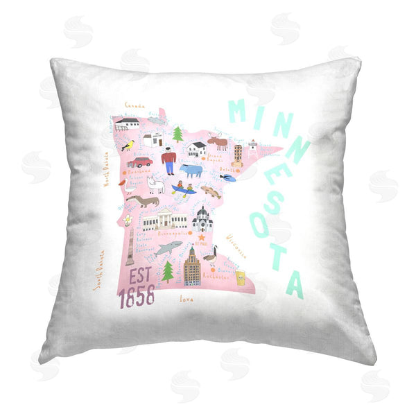 Stupell Industries Carla Daly | Minnesota Attractions & Landmarks Printed Throw Pillow