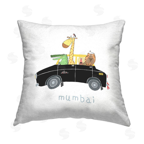Stupell Industries Carla Daly | Mumbai Taxi Whimsical Animals Printed Throw Pillow