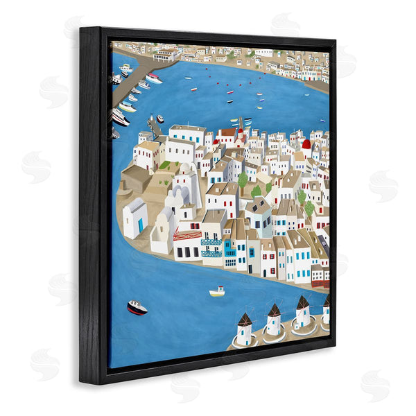 Stupell Industries Carla Daly | Mykonos Coastal Port Cityscape European City