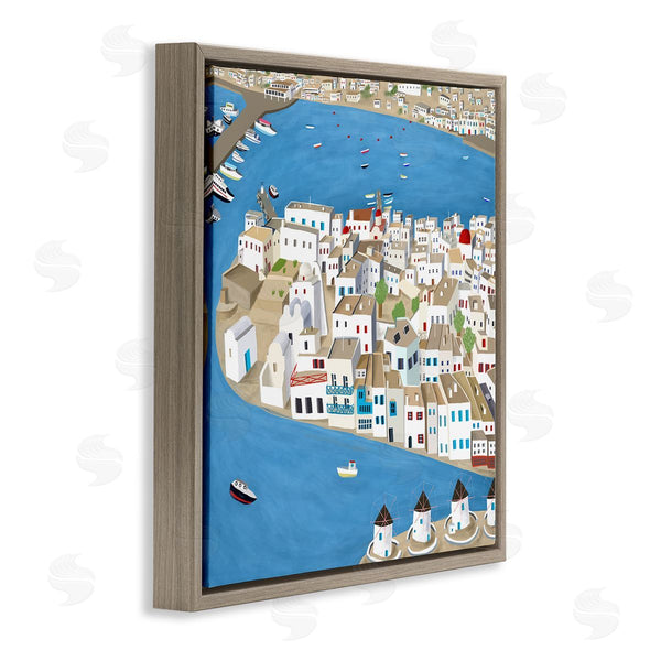 Stupell Industries Carla Daly | Mykonos Coastal Port Cityscape European City