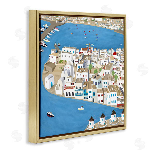 Stupell Industries Carla Daly | Mykonos Coastal Port Cityscape European City