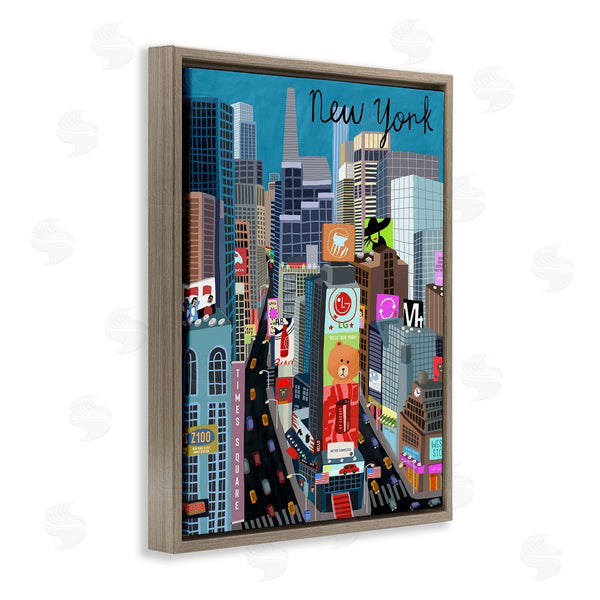 Stupell Industries Carla Daly | New York Cityscape Time Square Urban Landmarks Wall Art