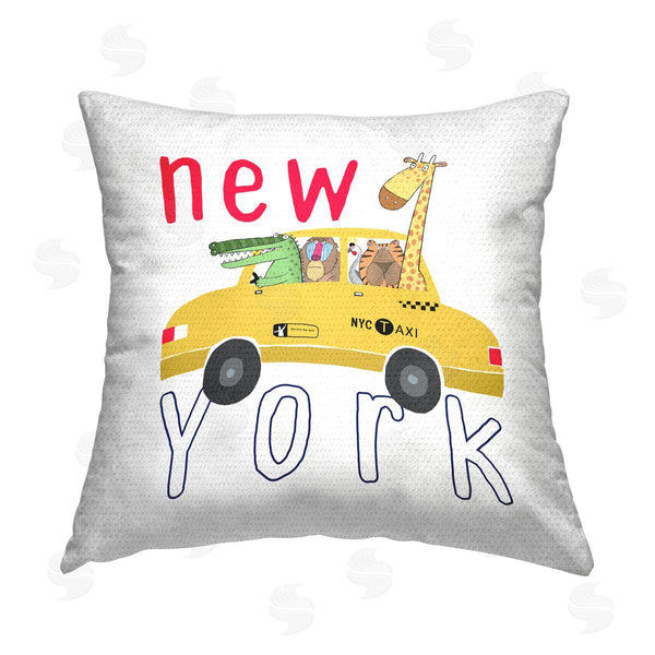 Stupell Industries Carla Daly | New York Taxi Animals Printed Throw Pillow