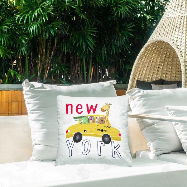 Stupell Industries Carla Daly | New York Taxi Animals Printed Throw Pillow