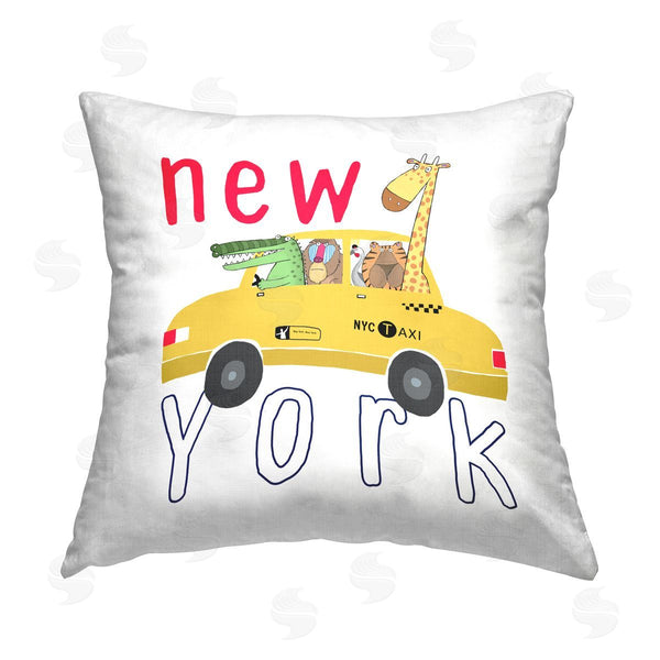 stupell industries Carla Daly | New York Taxi Animals Printed Throw Pillow