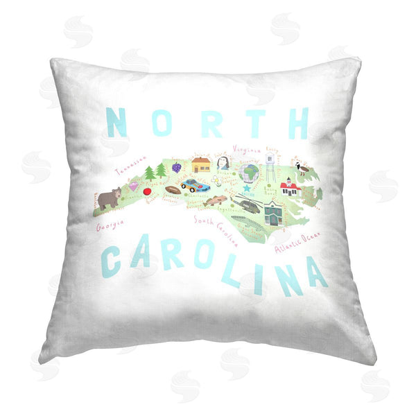 stupell industries Carla Daly | North Carolina Landmarks Printed Throw Pillow