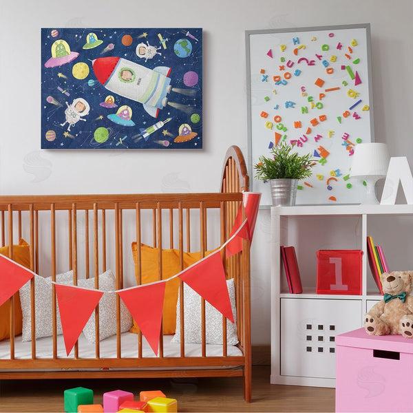 Stupell Industries Carla Daly | Outer Space Alien Adventure Astronaut Rocketship Wall Art