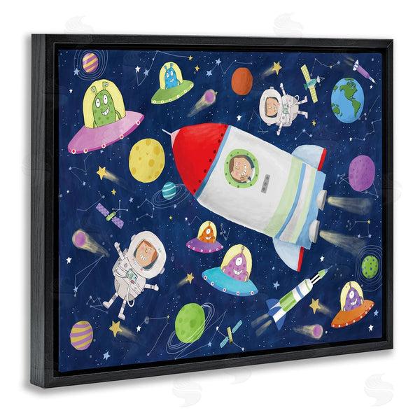Stupell Industries Carla Daly | Outer Space Alien Adventure Astronaut Rocketship Wall Art