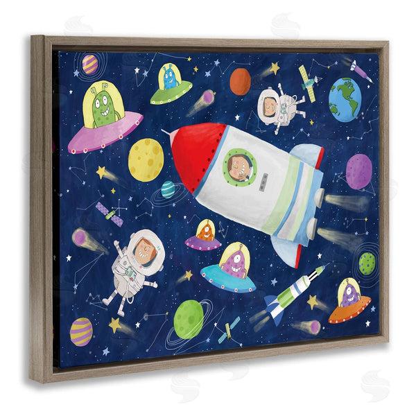 Stupell Industries Carla Daly | Outer Space Alien Adventure Astronaut Rocketship Wall Art