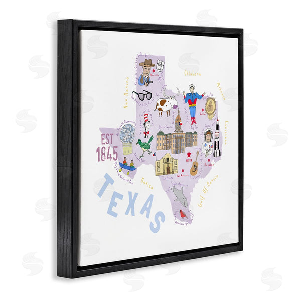 Stupell Industries Carla Daly | Pastel Texas Landmarks Map Wall Art