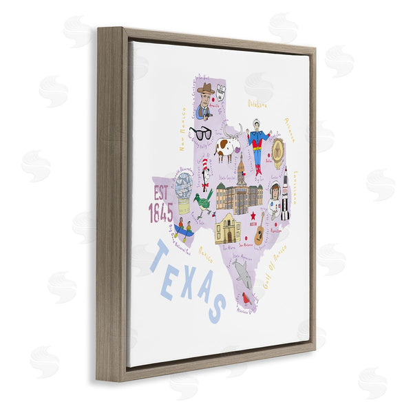 Stupell Industries Carla Daly | Pastel Texas Landmarks Map Wall Art