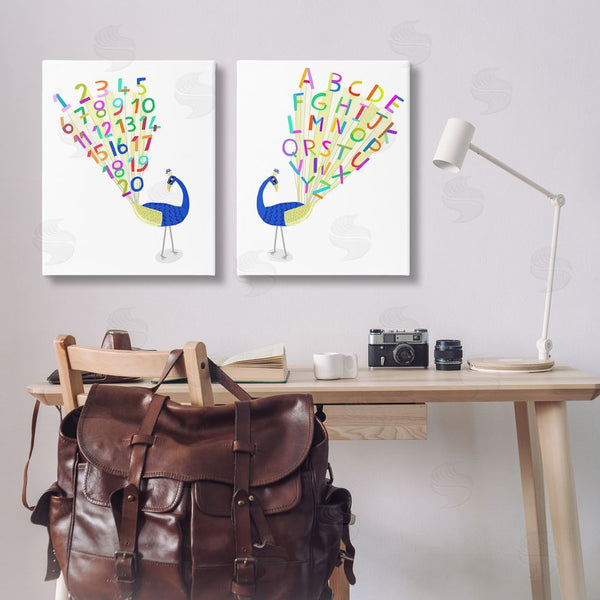 Stupell Industries Carla Daly | Peacock Alphabet Numbers Wall Art