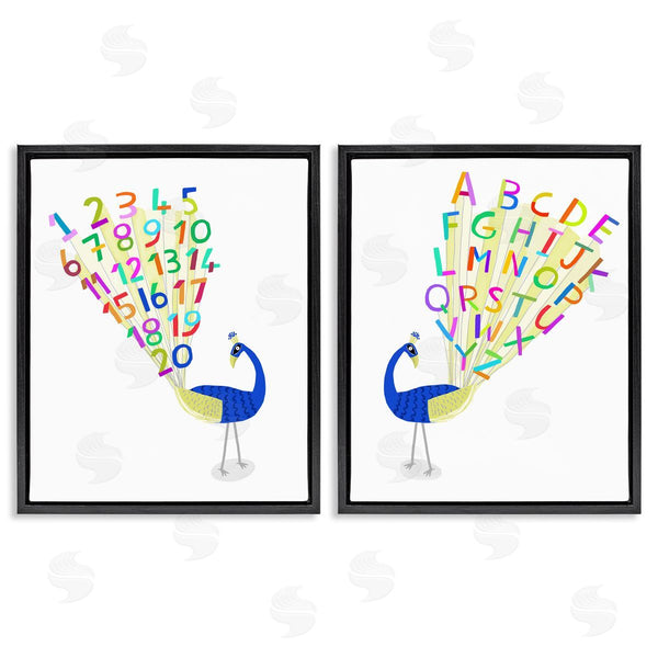 Stupell Industries Carla Daly | Peacock Alphabet Numbers Wall Art