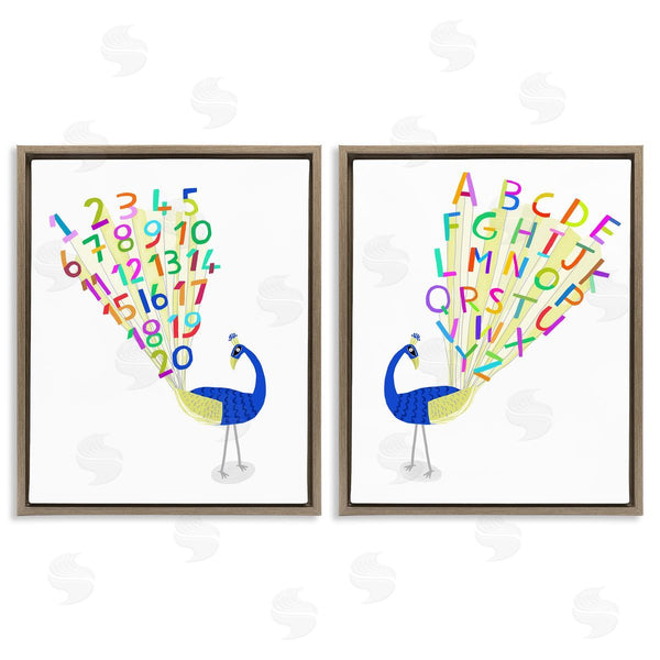 Stupell Industries Carla Daly | Peacock Alphabet Numbers Wall Art
