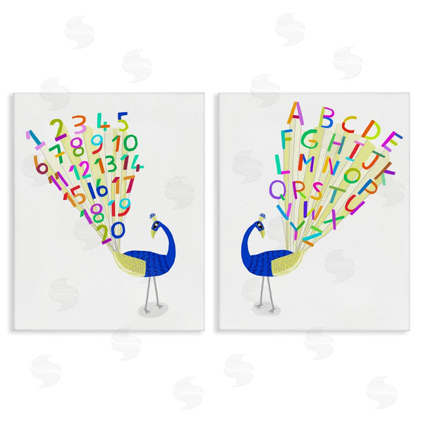 stupell industries Carla Daly | Peacock Alphabet Numbers Wall Art