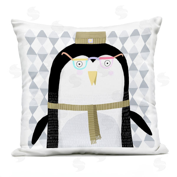 Stupell Industries Carla Daly | Penguin In Beanie Hat Printed Throw Pillow