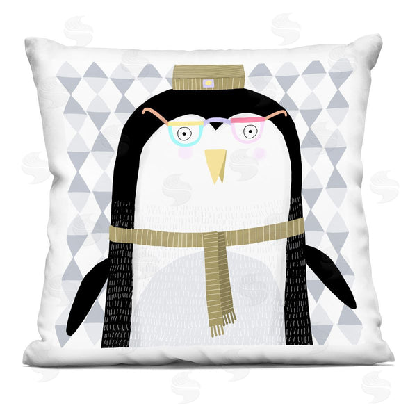 stupell industries Carla Daly | Penguin in Beanie Hat Printed Throw Pillow