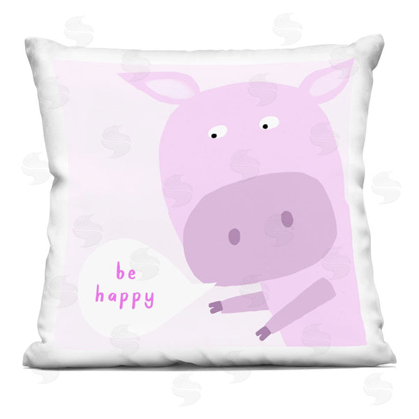 stupell industries Carla Daly | Pink Be Happy Cow Printed Throw Pillow